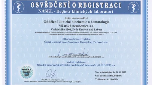 Osvědčení o registraci NASKL